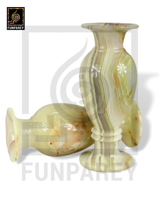Premium Stone Heavy Vases 14" Pair - Image 2