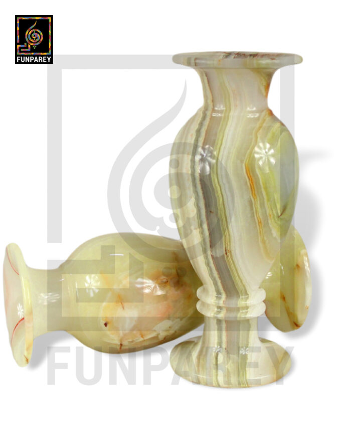 Premium Stone Heavy Vases 14" Pair - Image 4