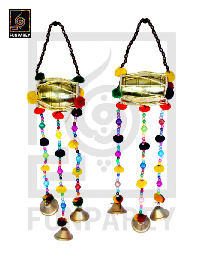 Classic Brass Dhol Chime Small and Medium Pair Wall Hanging - Image 3