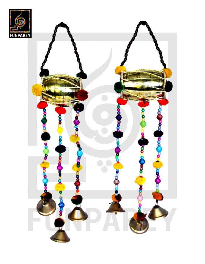 Classic Brass Dhol Chime Small and Medium Pair Wall Hanging