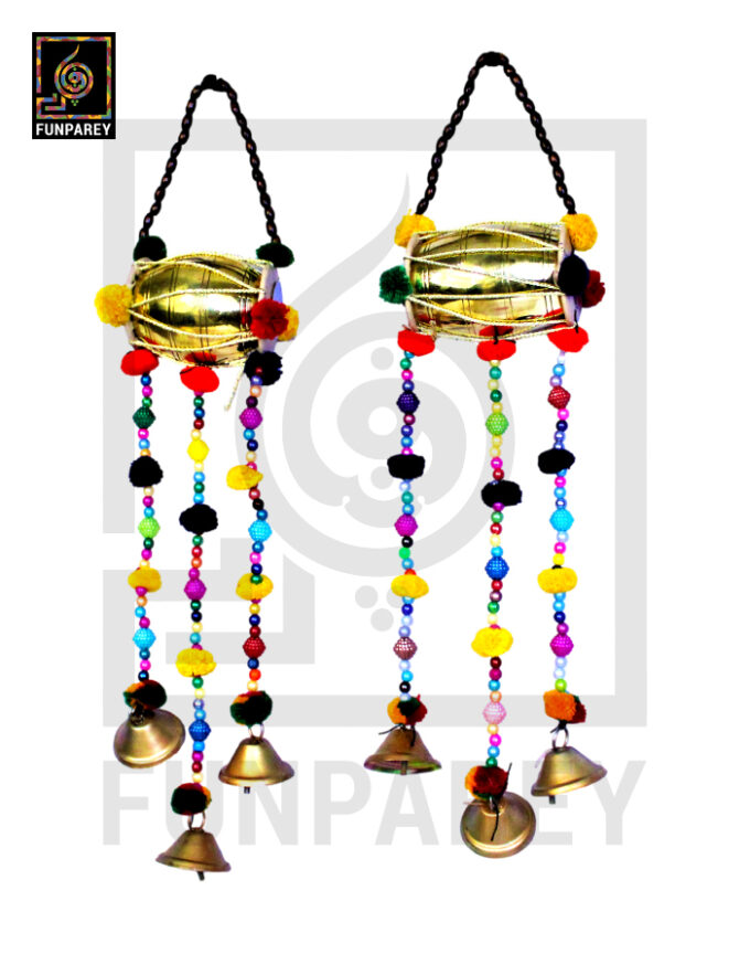 Classic Brass Dhol Chime Small and Medium Pair Wall Hanging - Image 5