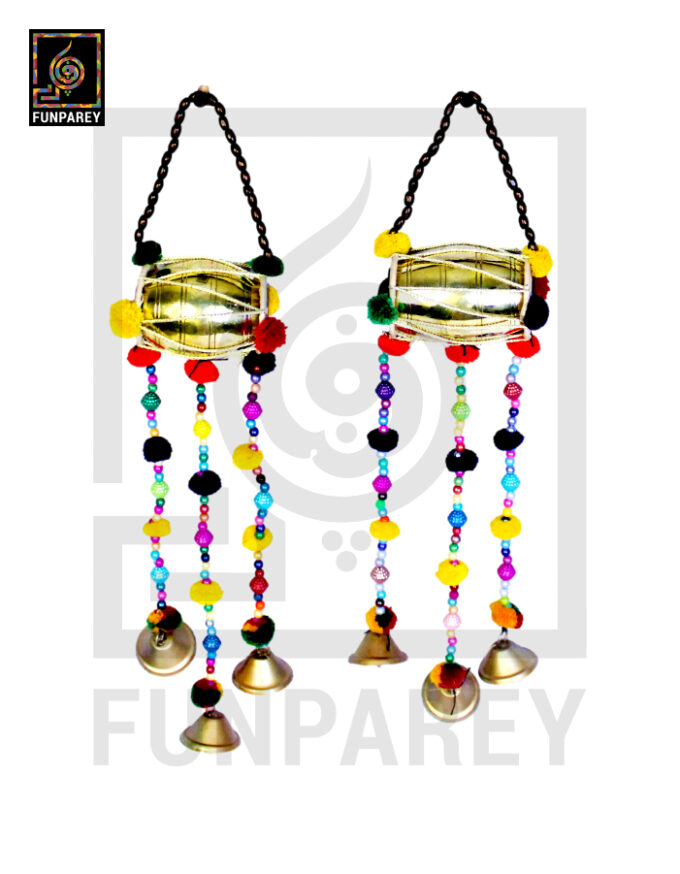 Classic Brass Dhol Chime Small and Medium Pair Wall Hanging - Image 6