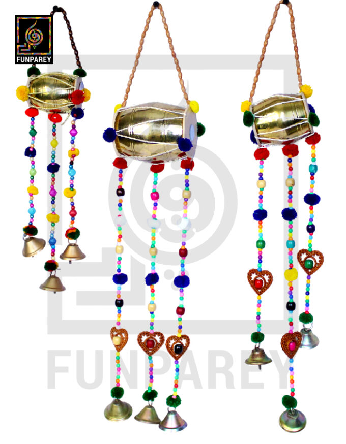 Classic Brass Dhol Chime Set of 3 Wall Hanging - Image 2