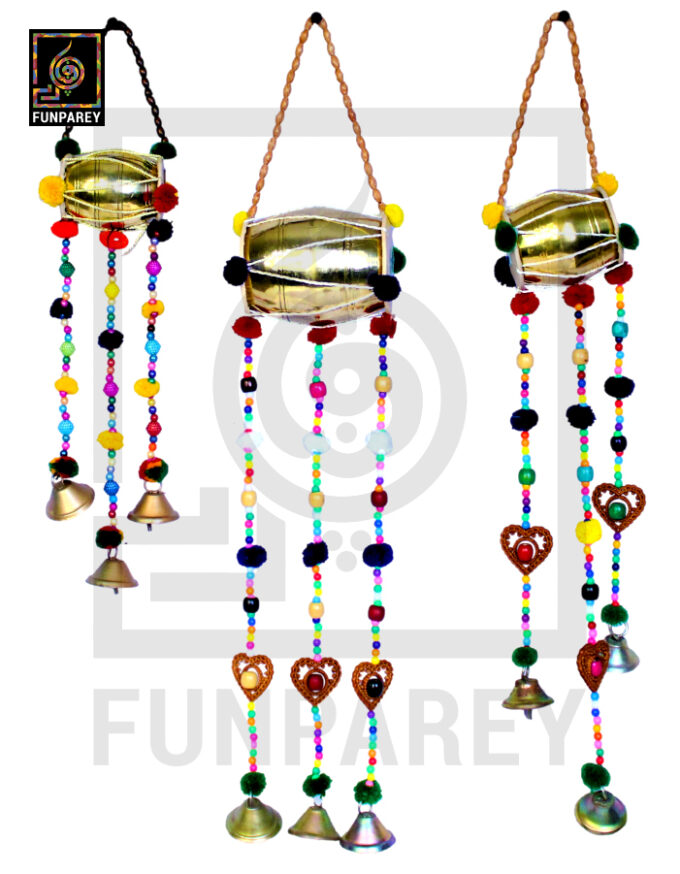 Classic Brass Dhol Chime Set of 3 Wall Hanging