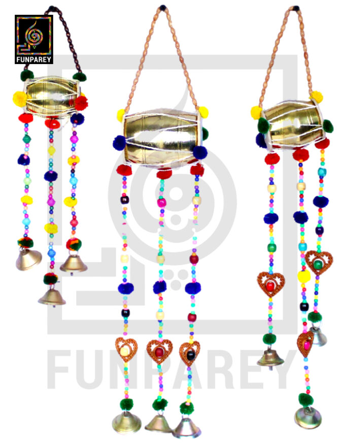 Classic Brass Dhol Chime Set of 3 Wall Hanging - Image 4