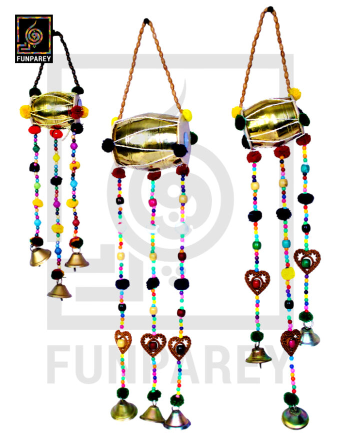 Classic Brass Dhol Chime Set of 3 Wall Hanging - Image 5
