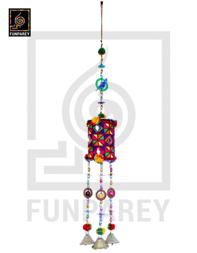 Embroidered Fabric Based Dhol Chime Large Wall Hanging