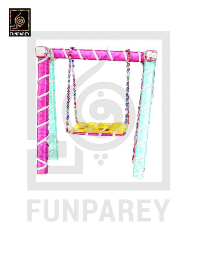 Wooden Multicolor Decorative Jhoola / Embroidered Miniature Swing - Image 4