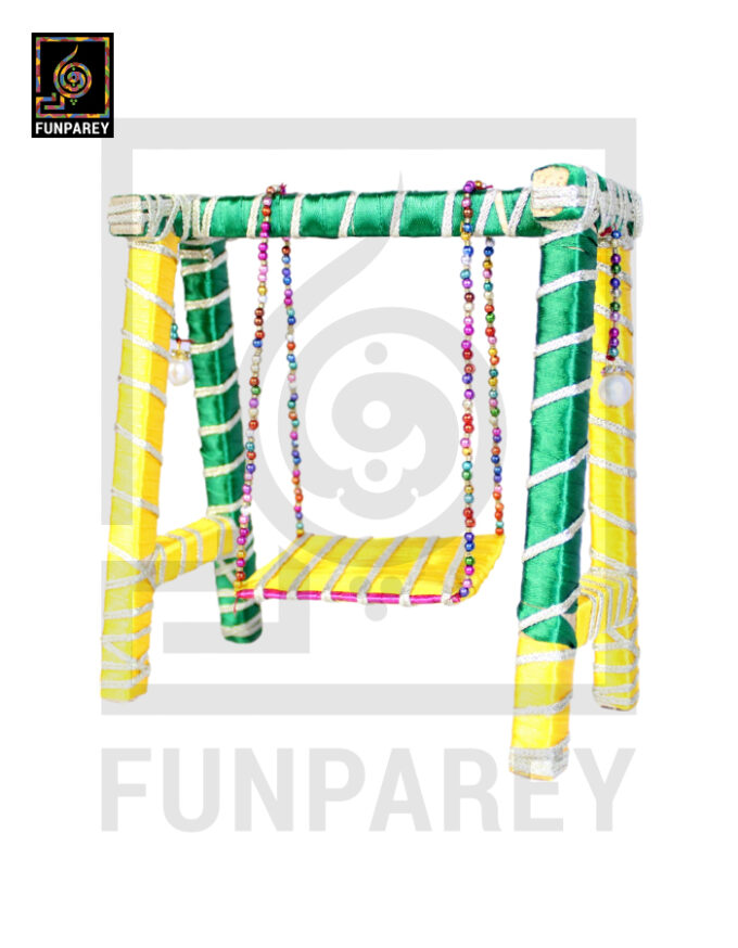 Wooden Multicolor Decorative Jhoola / Embroidered Miniature Swing - Image 2