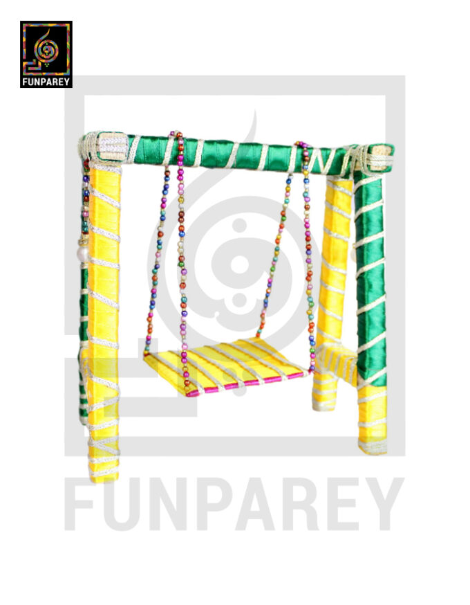 Wooden Multicolor Decorative Jhoola / Embroidered Miniature Swing - Image 3