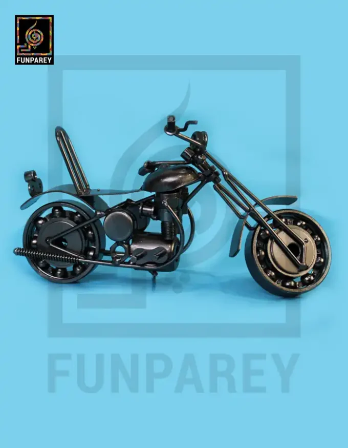 Retro Bike Desk Sculpture Metallic Chopper