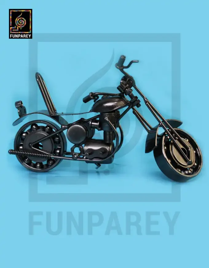 Retro Bike Desk Sculpture - Metallic Chopper - Image 2