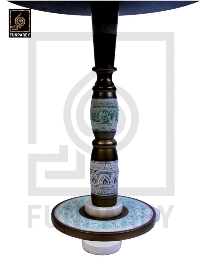 Handmade Wooden Table with White Naqshi Art Jungle Green - Image 6