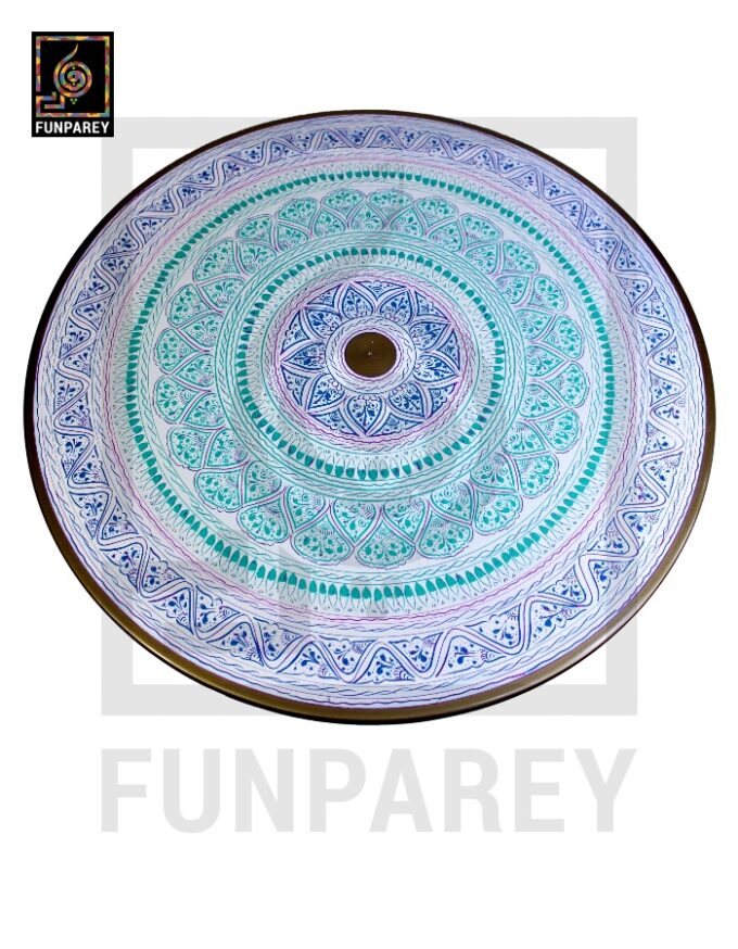 Handmade Wooden Table with White Naqshi Art Jungle Green - Image 7