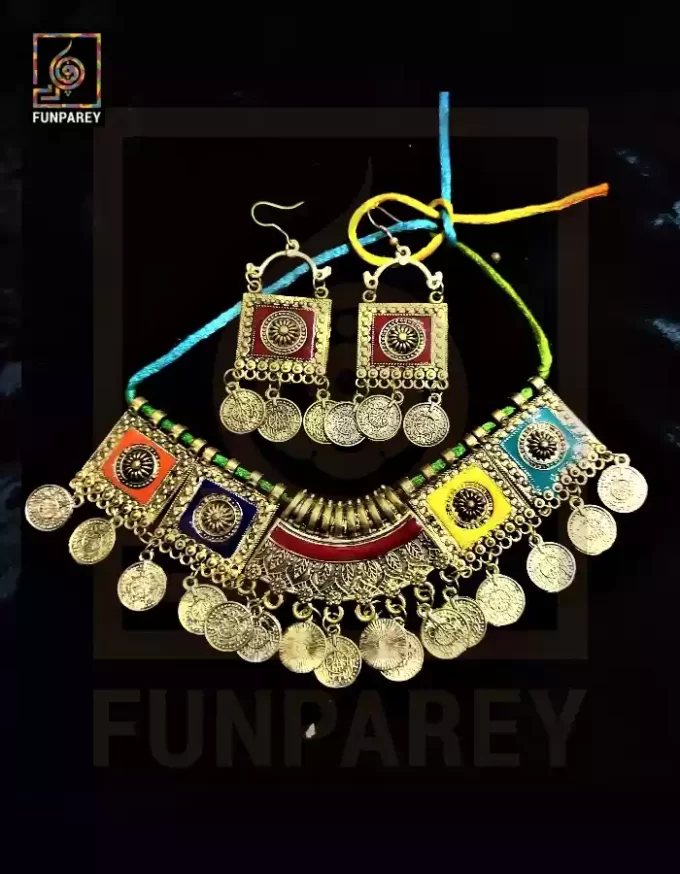 Oxidized Metal Jewelry Choker Set "Aurora Gold"