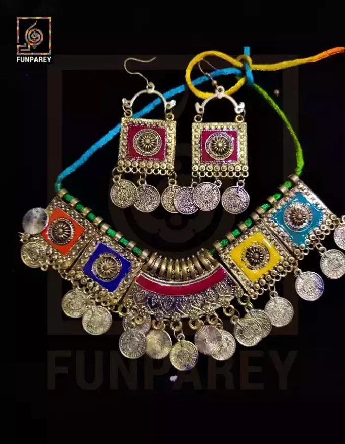 Oxidized Metal Jewelry Choker Set "Aurora Gold" - Image 3