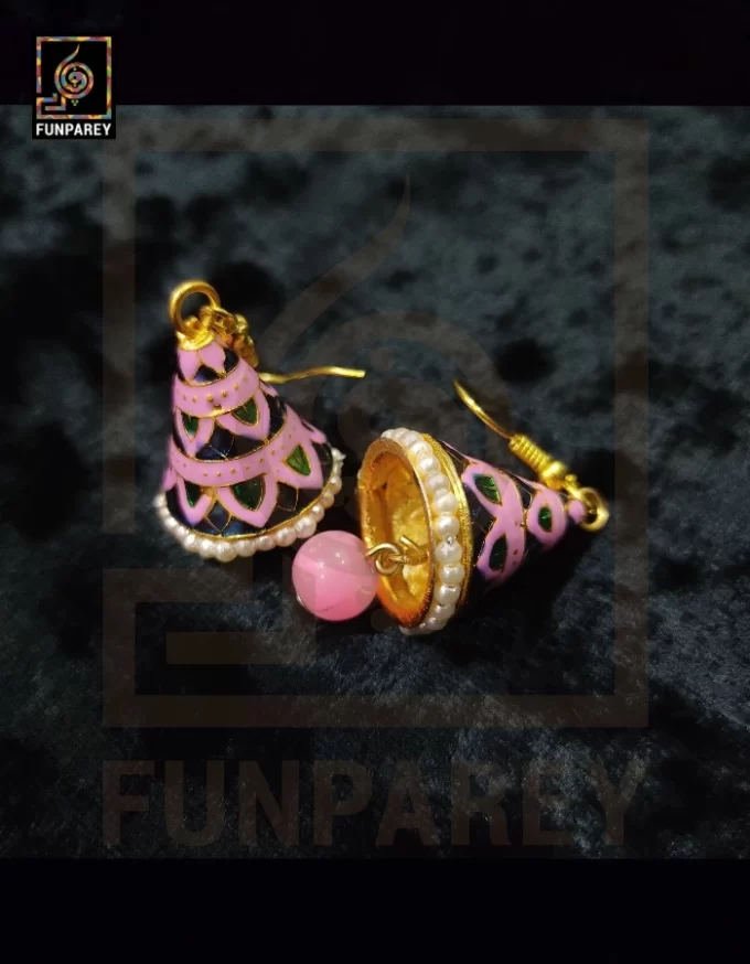 Ethnic Tribal Metallic Earrings "Chime Pinkish"
