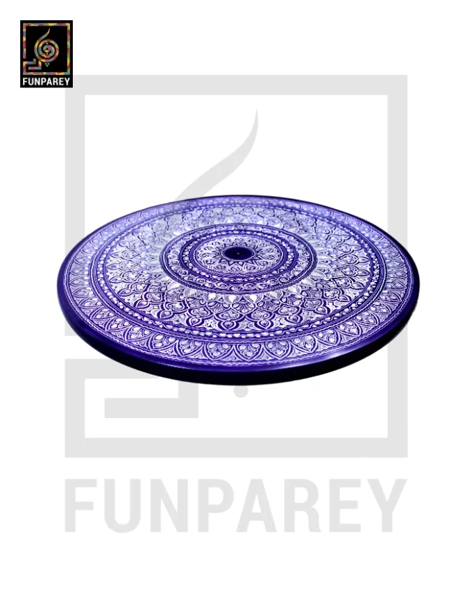 18" Nakshi Table with Blue Pottery Art Dark - Image 11