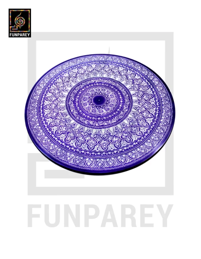 18" Nakshi Table with Blue Pottery Art Dark - Image 12