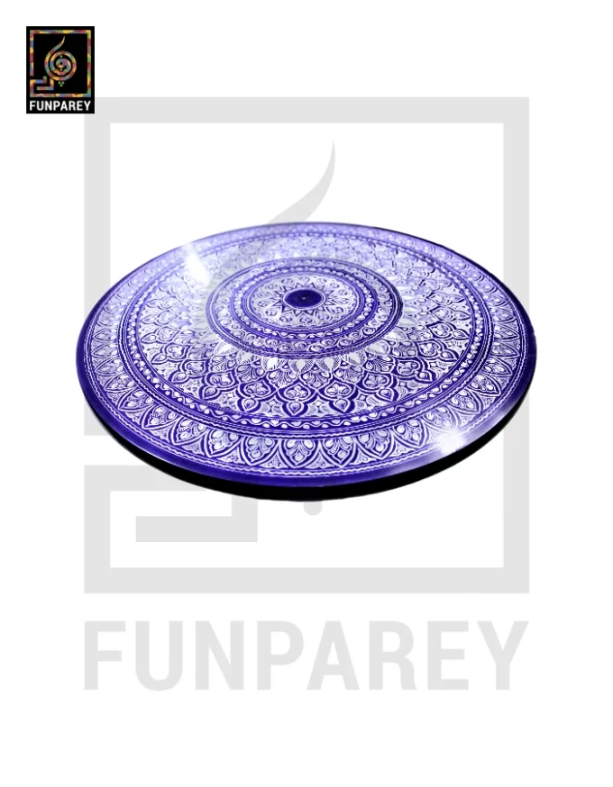 18" Nakshi Table with Blue Pottery Art Dark - Image 3