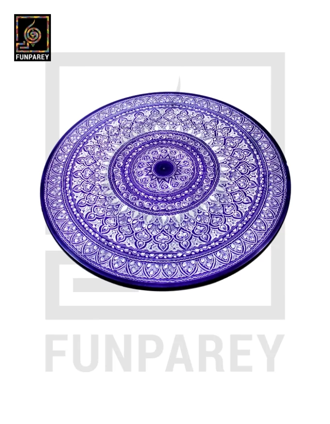 18" Nakshi Table with Blue Pottery Art Dark - Image 5