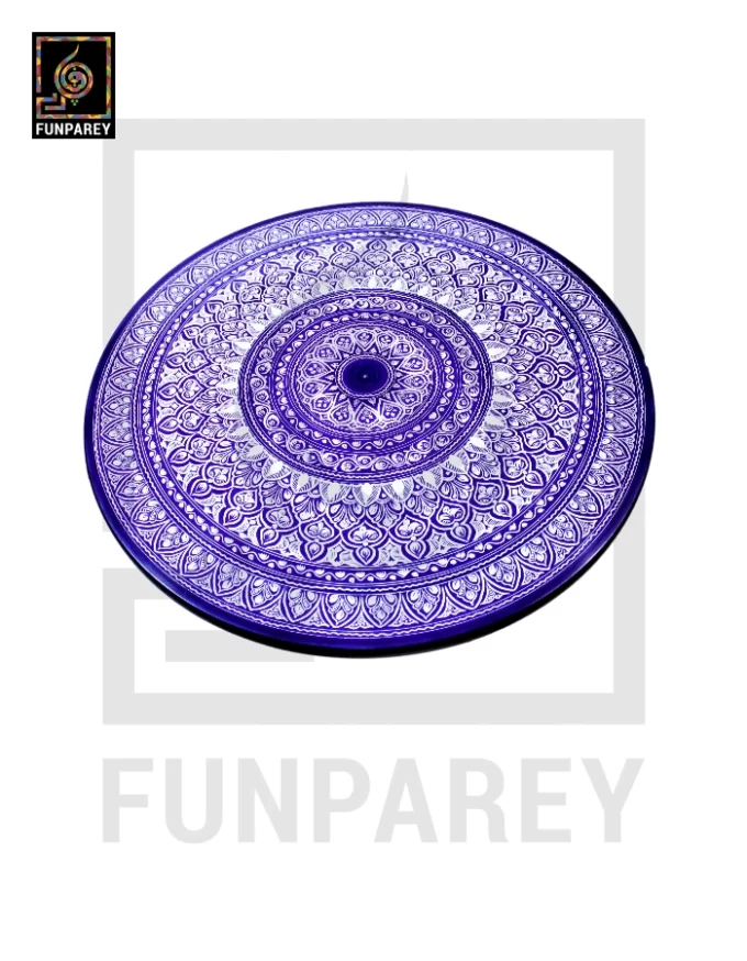 18" Nakshi Table with Blue Pottery Art Dark - Image 6