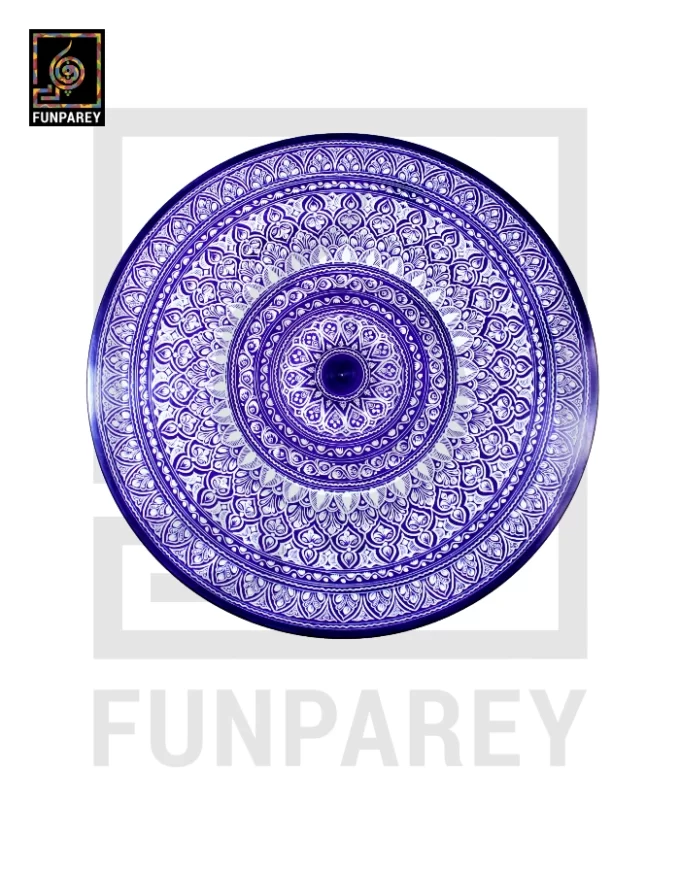 18" Nakshi Table with Blue Pottery Art Dark - Image 7