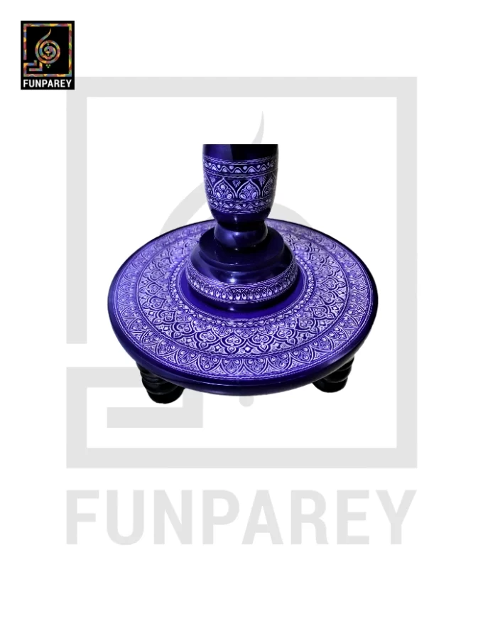 24" Nakshi Table with Blue Pottery Art Dark - Image 7