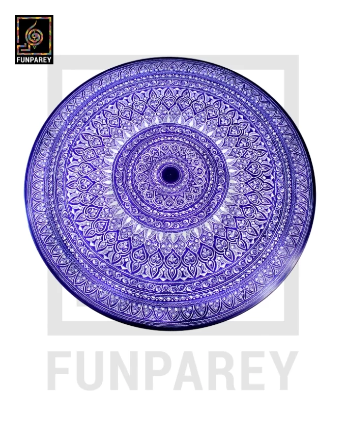 24" Nakshi Table with Blue Pottery Art Dark - Image 8