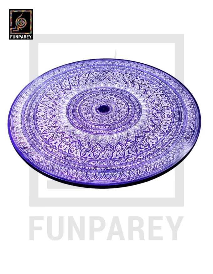 24" Nakshi Table with Blue Pottery Art Dark - Image 9