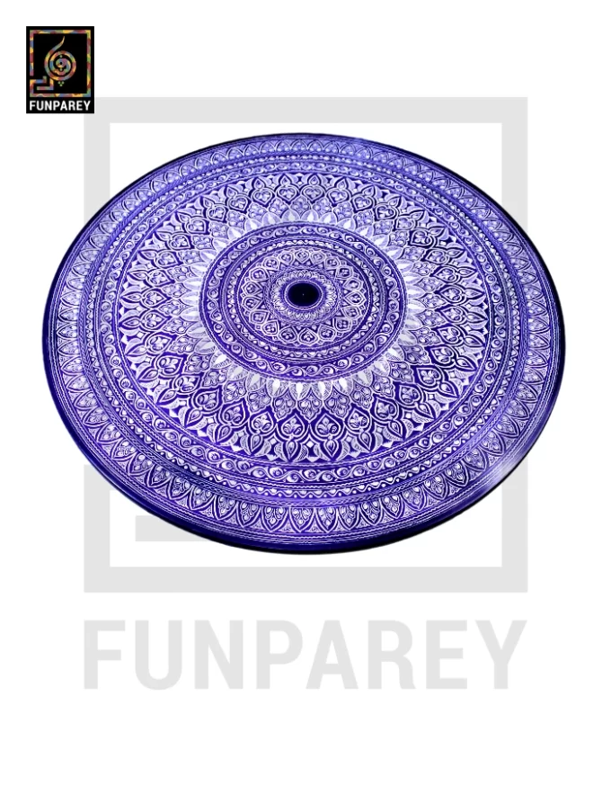 24" Nakshi Table with Blue Pottery Art Dark - Image 3