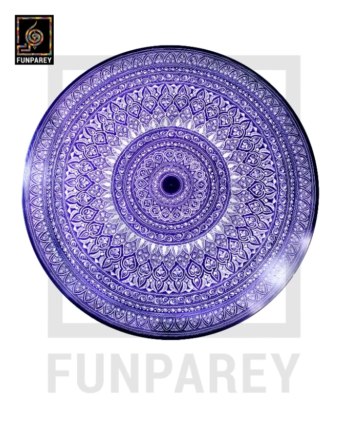 24" Nakshi Table with Blue Pottery Art Dark - Image 4