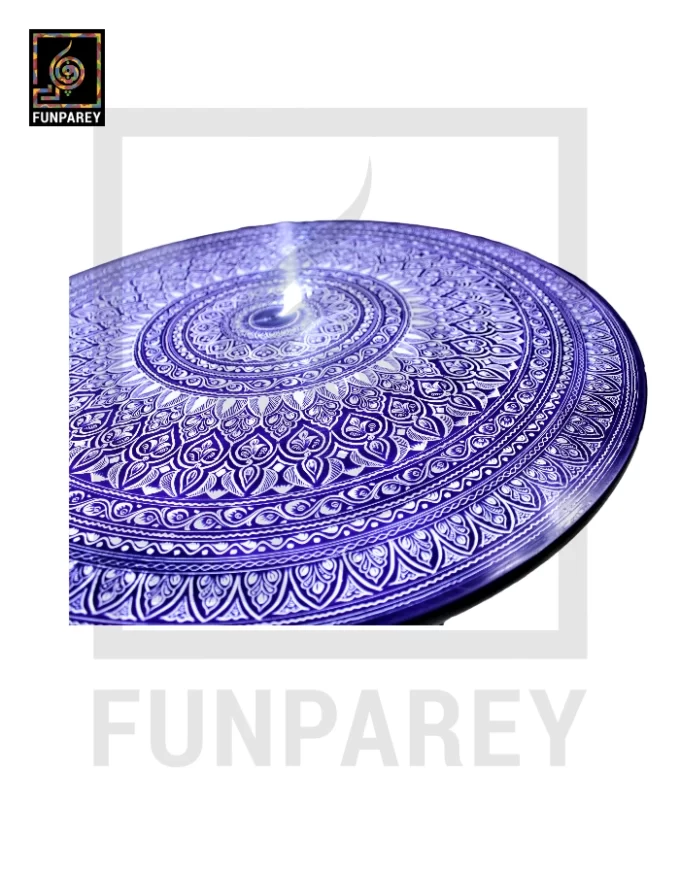 24" Nakshi Table with Blue Pottery Art Dark - Image 5