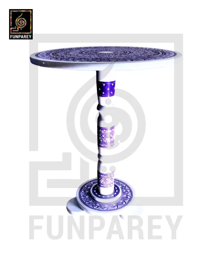 16" Nakshi Table with Blue Pottery Art Light - Image 11