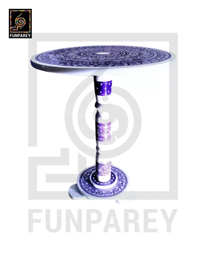 16" Nakshi Table with Blue Pottery Art Light - Image 2