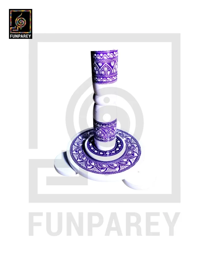 16" Nakshi Table with Blue Pottery Art Light - Image 3