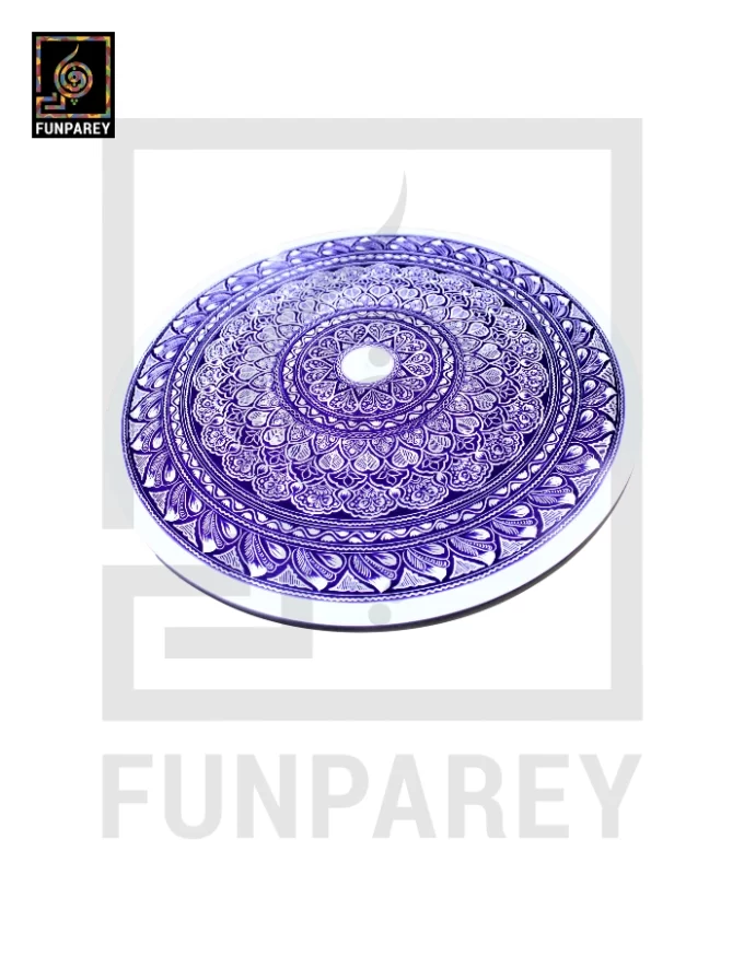16" Nakshi Table with Blue Pottery Art Light - Image 4