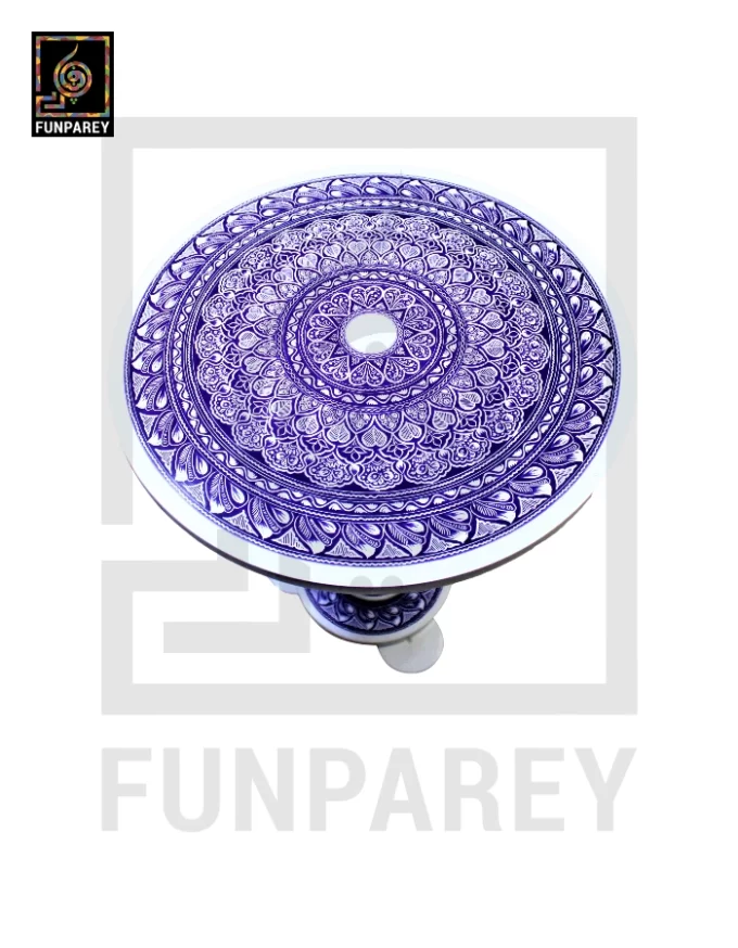 16" Nakshi Table with Blue Pottery Art Light - Image 6