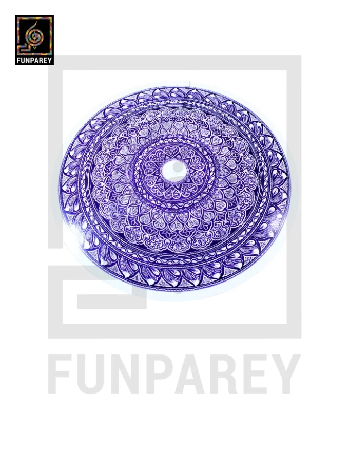 16" Nakshi Table with Blue Pottery Art Light - Image 7