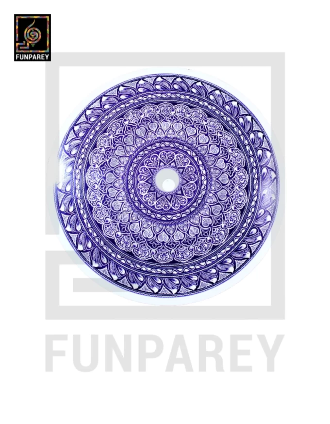 16" Nakshi Table with Blue Pottery Art Light - Image 8