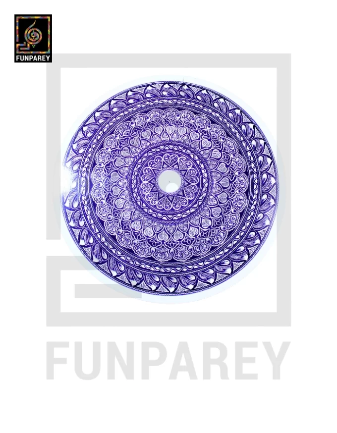 16" Nakshi Table with Blue Pottery Art Light - Image 9