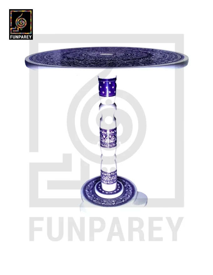18" Nakshi Table with Blue Pottery Art Light - Image 12