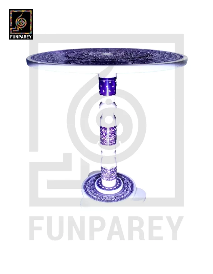 18" Nakshi Table with Blue Pottery Art Light - Image 9