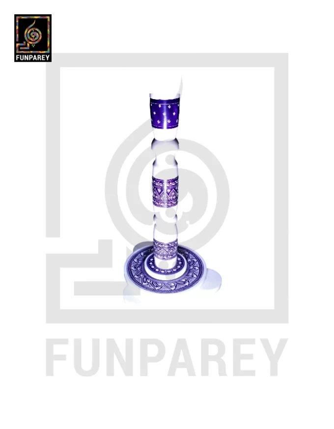 18" Nakshi Table with Blue Pottery Art Light - Image 10