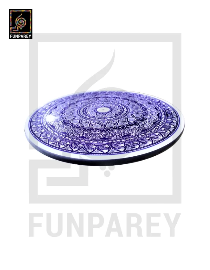 18" Nakshi Table with Blue Pottery Art Light - Image 15