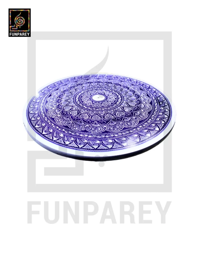 18" Nakshi Table with Blue Pottery Art Light - Image 2