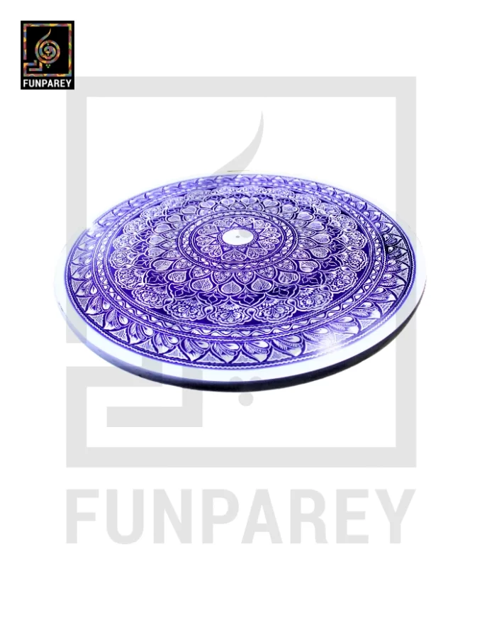 18" Nakshi Table with Blue Pottery Art Light - Image 3