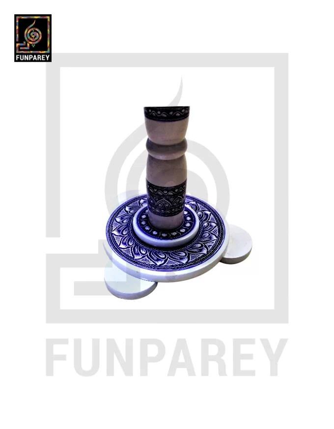 18" Nakshi Table with Blue Pottery Art Light - Image 6