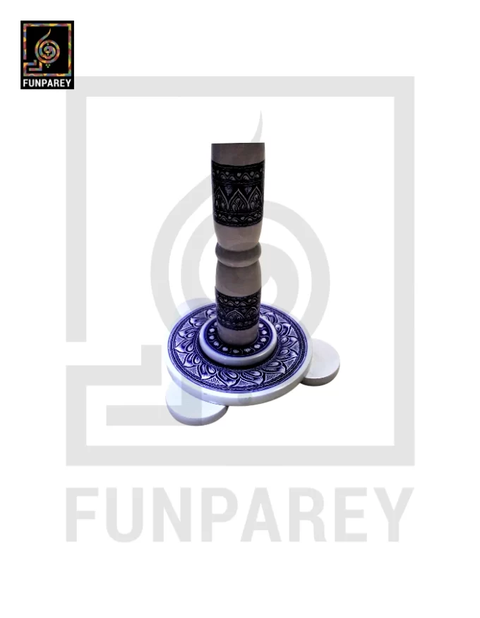 18" Nakshi Table with Blue Pottery Art Light - Image 8