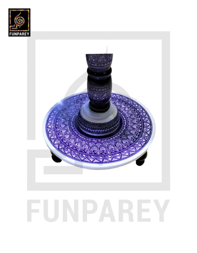 24" Nakshi Table with Blue Pottery Art Light - Image 13